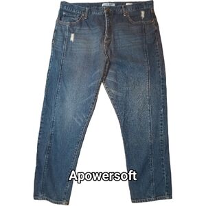 Dark Wash Tapered Crop Jeans — Code Bleu — Size 16